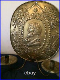 Vintage Stunning Brass Candle Holder Profile Plate