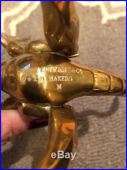 Vintage TIFFANY & CO griffin dragon gargoyle candle holder brass antique pair