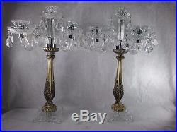Vintage Tall 24 Pair 5 Adjustable S Arm Brass Crystal Candleabra Candlestick