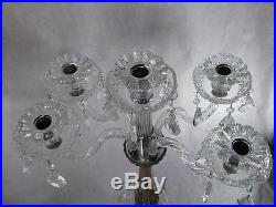 Vintage Tall 24 Pair 5 Adjustable S Arm Brass Crystal Candleabra Candlestick