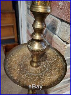 Vintage Tall Etched Brass Floor Church Altar Candlestick 60 Screw Sections