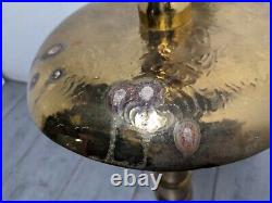 Vintage Tall Etched Moroccan Brass Candlestick Candle Holder Floor Temple Altar