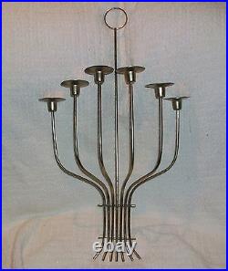 Vintage Tommi Parzinger Mid Century Modern Brass 6 Hole Candle Holder Sconce