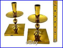 Vintage Tommi Parzinger Mid-century Modern Brass Candlesticks Dorlyn Silversmith