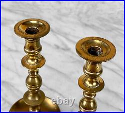 Vintage Traditional Brass Turned Candlestick Holders A Pair
