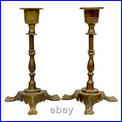 Vintage Traditional Victorian Brass Candlestick Holders a Pair