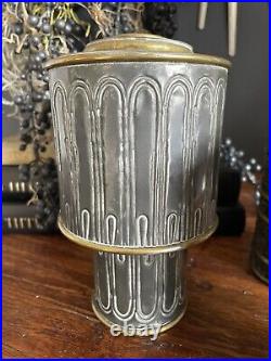 Vintage Trio GENE BYRON Mexican Pressed Tin Brass CANDLE HOLDERS mcm brutalist