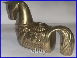 Vintage Trojan Horse Solid Brass Candle Holder MID Century Modern 1960's