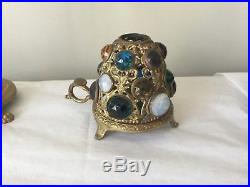 Vintage Victorian Brass Jeweled Fairy Finger Lamp Candle Holder