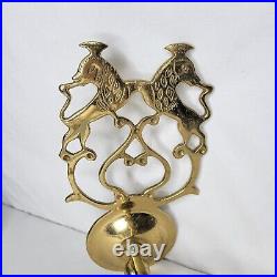 Vintage Virginia Metalcrafters Brass Lion Wall Sconce Tapered Candle Holder