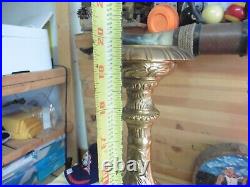 Vintage Zues Large Candlestick Candle holder Solid Brass 6.8lbs Heavy Floral 20