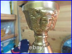 Vintage Zues Large Candlestick Candle holder Solid Brass 6.8lbs Heavy Floral 20