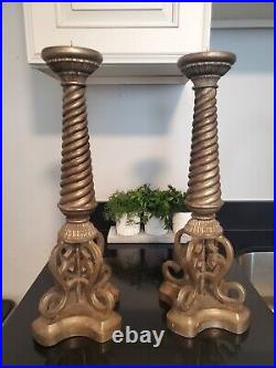 Vintage braided brass candle holders