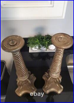 Vintage braided brass candle holders