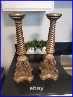 Vintage braided brass candle holders