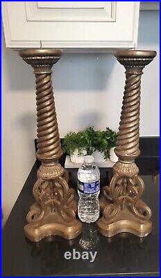 Vintage braided brass candle holders