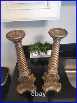 Vintage braided brass candle holders