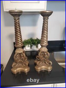 Vintage braided brass candle holders