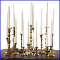 Vintage brass candlesticks, 44 total, 2 are 3 wick candelabras