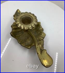 Vintage brass leaf candle holder