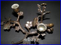 Vintage, cast brass, Cherry blossom tree branch, candelabra, centerpiece. 15 L