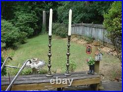 Vintage etched Brass 36 Floor Candlestick Candle Holders SET altar temple 58