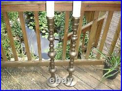 Vintage etched Brass 36 Floor Candlestick Candle Holders SET altar temple 58