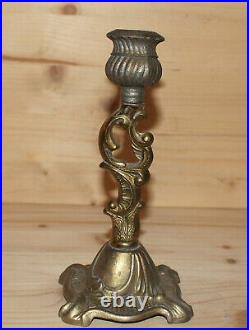 Vintage hand crafted ornate floral brass candlestick