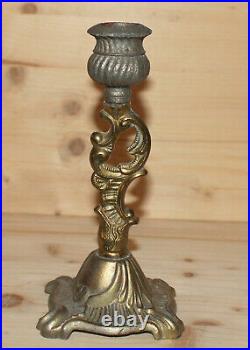 Vintage hand crafted ornate floral brass candlestick