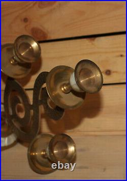 Vintage hand made brass/mop candle holder candelabra