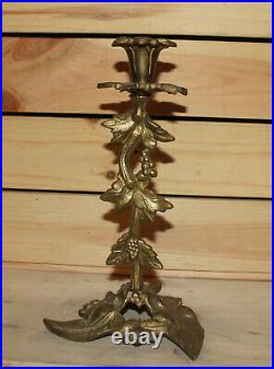 Vintage hand made ornate floral brass candlestick