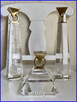 Vintage lucite and brass candlestick holders 70-s