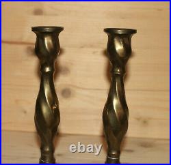 Vintage pair hand crafted brass candlesticks