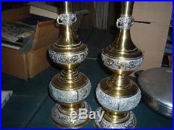 Vintage pair of brass metal candle holder home decor