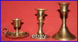 Vintage set 3 brass candle holders candlesticks