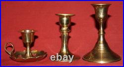 Vintage set 3 brass candle holders candlesticks