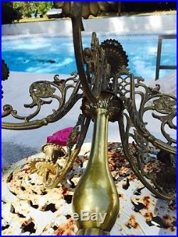 Vintage solid 17 high 16 wide Brass Candelabra 6 Light Candle Holder Gothic 5lb