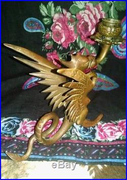 Vintage tiffany co. Griffin dragon bronze gargoyle candle holder brass antique