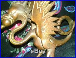 Vintage tiffany co. Griffin dragon bronze gargoyle candle holder brass antique