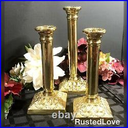 Virginia Metal Crafters Brass Mount Vernon Set Of 3 Candlesticks Neoclassical