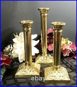 Virginia Metal Crafters Brass Mount Vernon Set Of 3 Candlesticks Neoclassical