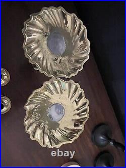 Virginia Metalcrafter Bronze Brass Swirl Embellished Candle Holder Pair Set