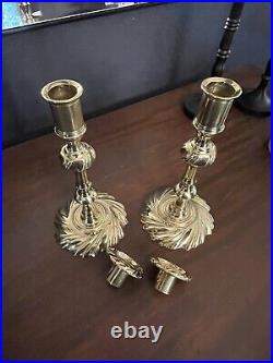 Virginia Metalcrafter Bronze Brass Swirl Embellished Candle Holder Pair Set