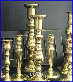 Virginia Metalcrafters Brass Candlesticks Baldwin Beehive style mixed Set of 8