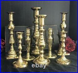 Virginia Metalcrafters Brass Candlesticks Baldwin Beehive style mixed Set of 8