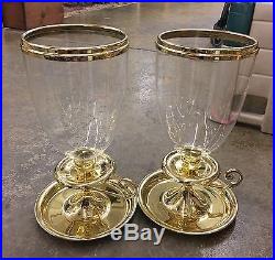 Virginia Metalcrafters Glass and Brass Candle Holder Pair