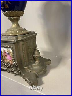 Vntg Pair Brevettato Brass Candelabra Baroque Style Blue 4 Arm 5 Candles 19H