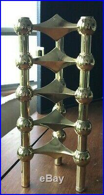 Vtg 5 Brass plated Candle Holders Fritz Nagel Stoffi MCM Germany Stackable