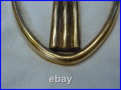 Vtg ART DECO Signed INDIA # P2137 Solid Brass Triple Candle Holder Wall Sconces