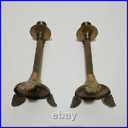 Vtg Antique Art Decor Brass Taper Candle Stick Candle Holder Ornate footed Legs